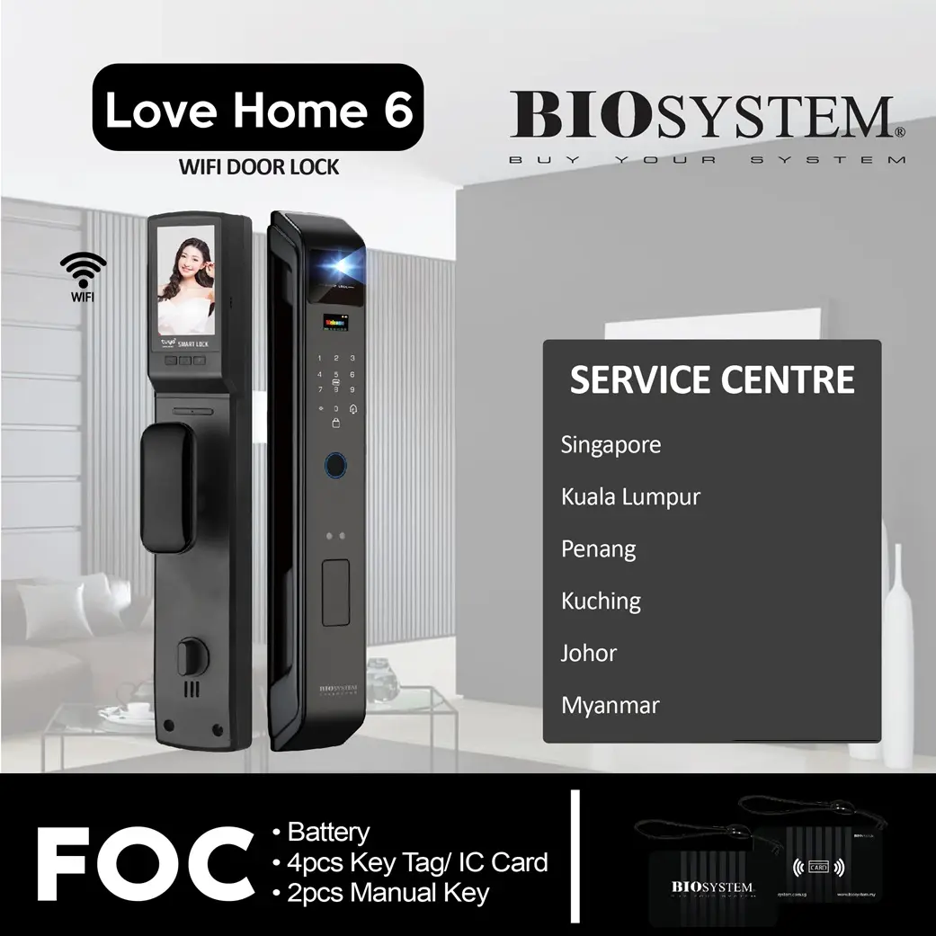 BIOSYSTEM LOVEHOME 6 - BIOSYSTEM WOODEN DOOR DIGITAL LOCK & BUNDLE DEAL - 5 (2+3) YEARS WARRANTY