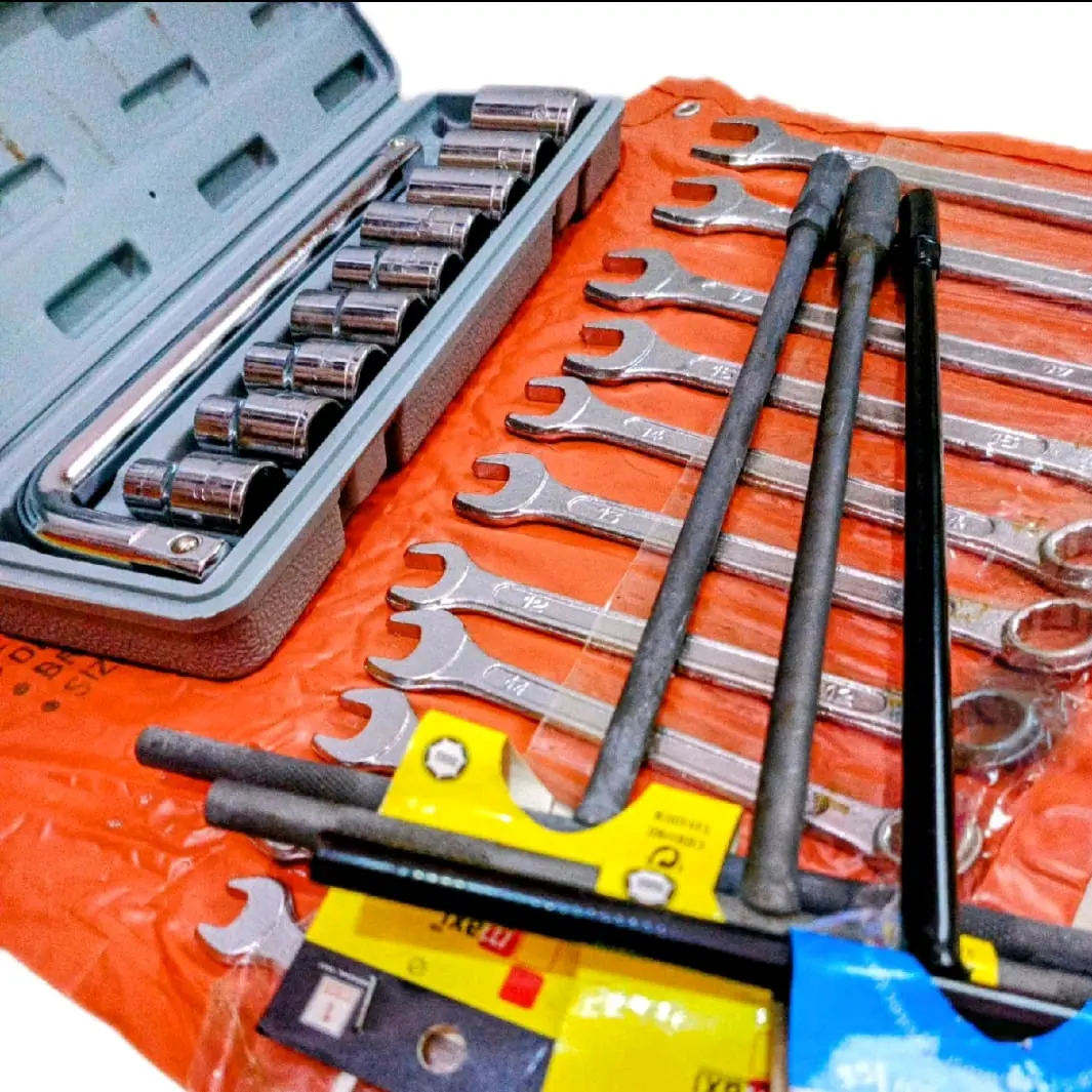 Promo Satu Set Kunci Bengkel Motor - Kunci T 8 10 12  3 Pcs / Kunci Sok Set 10 Pcs 8-24 mm 1/2" 6PT / Ring Pas Set 11 Pcs 8mm-22mm