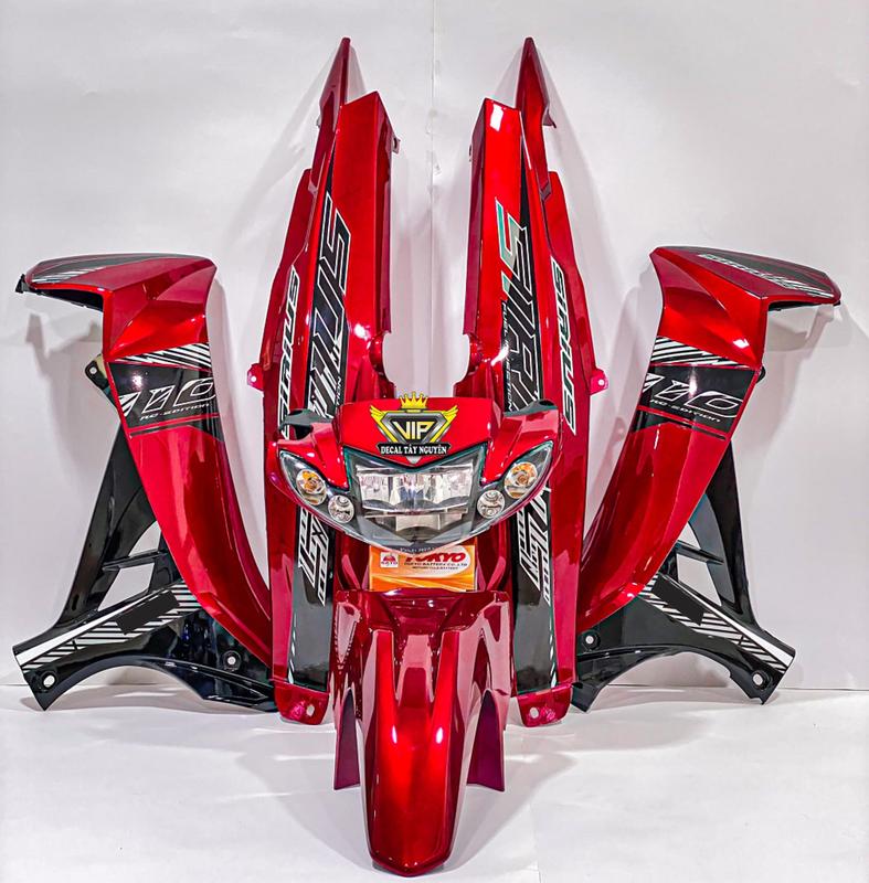 Dàn áo xe Sirius 50 110cc Đỏ Đen Nhựa ABS cao cấp Tặng Tem PVC 3 lớp không chóa . - Note: Ae cần mẫu theo yêu cầu vui lòng nhắn tin cho shop