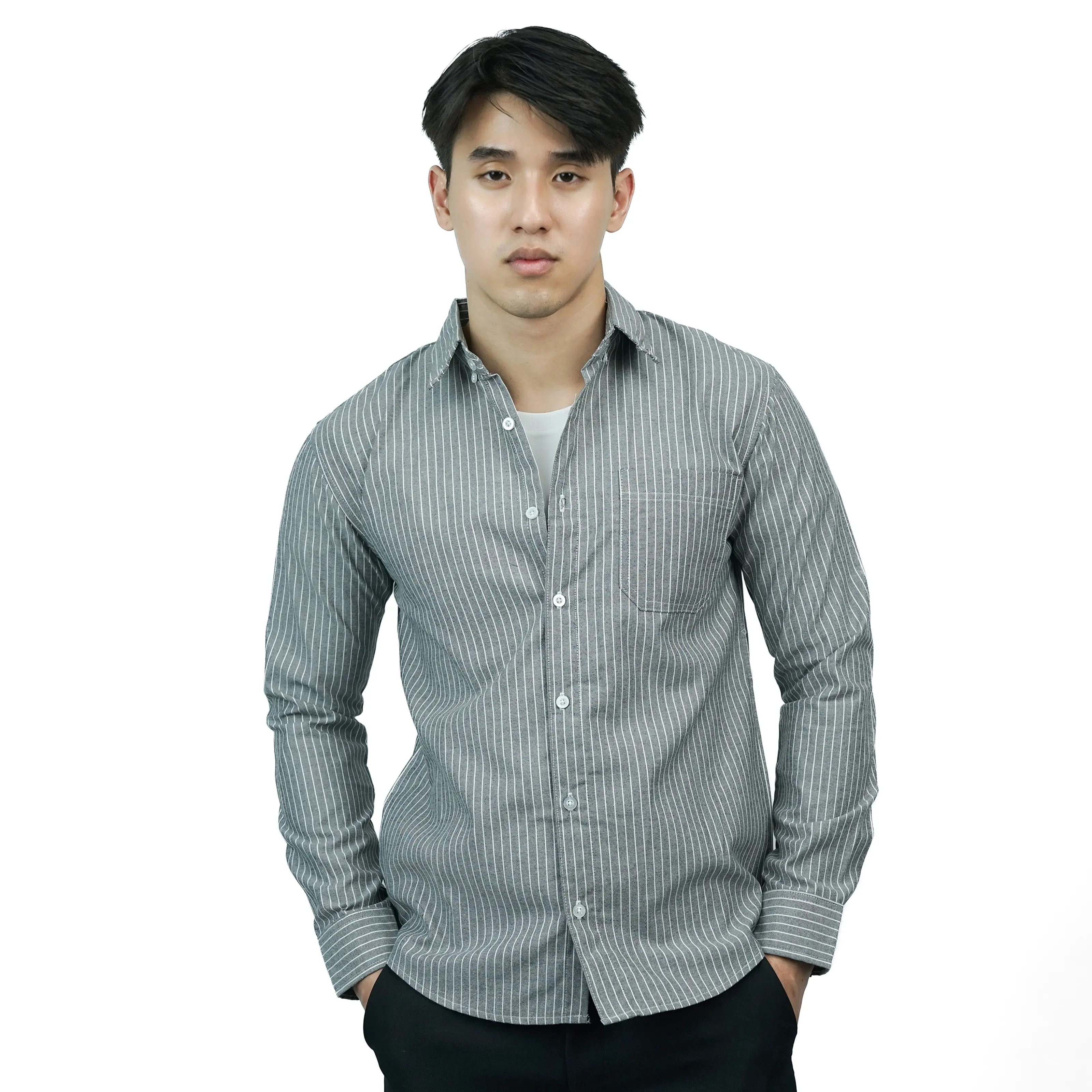 Mubeng Kemeja Royal Oxford Dark Grey Stripe