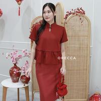 Gambar Ling Top Atasan Wanita Tangan Pendek Imlek Orecca - Maroon dari Orecca.id Kota Administrasi Jakarta Barat 3 Tokopedia