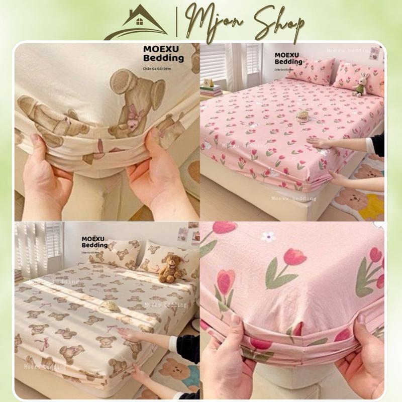 Bộ 3 Món Ga Gối Cotton Đũi Mẫu Mới 2025 1m2, 1m4, 1m6, 1m8, 2m2, Ga Đệm KTX, Drap Giường Dành 4 Mùa Màu Sắc Đơn Giản