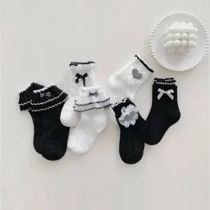 Precious One - New Kaos kaki anak perempuan motif renda pita hati kualitas premium - M55