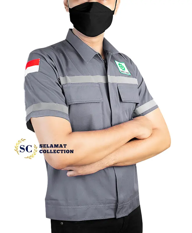 Kemeja Safety K3 by Selamat collection - Baju Seragam Kerja Atasan Wearpack Lengan Pendek Pria Wanita 5