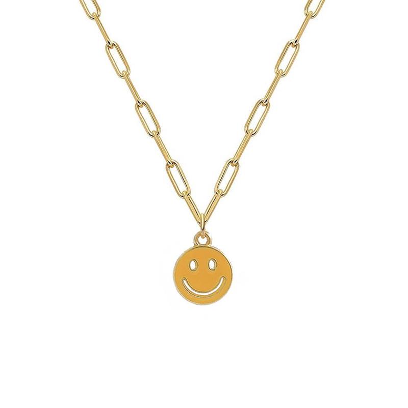 Product Introduction of Summer Colorful Hollow Smiley Face Pendant Necklace, Stainless Steel Hip-Hop Street Couple Niche Jewelry for Men and Women, Trendy Design and Versatile Accessories, Y2K Personalized Graduation Present and Birthday Present for Beach Party 7