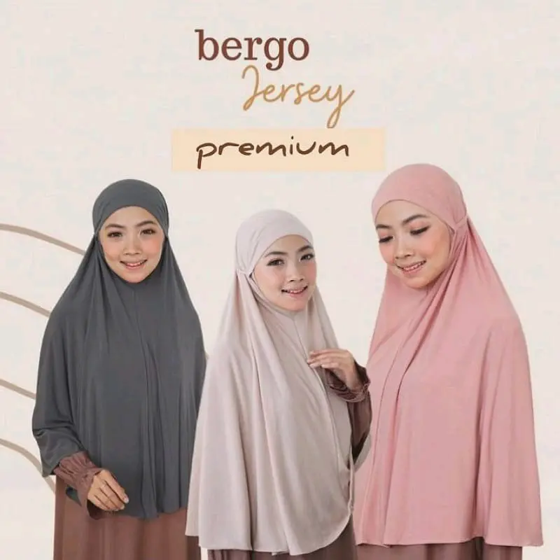 Hijab Bergo Jersey Premium XL Hijab Jumbo Tali Jersey