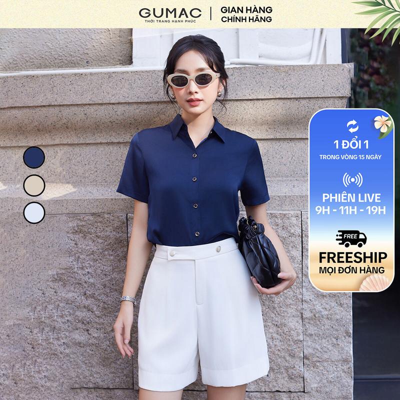 GUMAC - Áo sơ mi tay ngắn Regular B2 BAE00002 Nữ Women LỤA MANGO