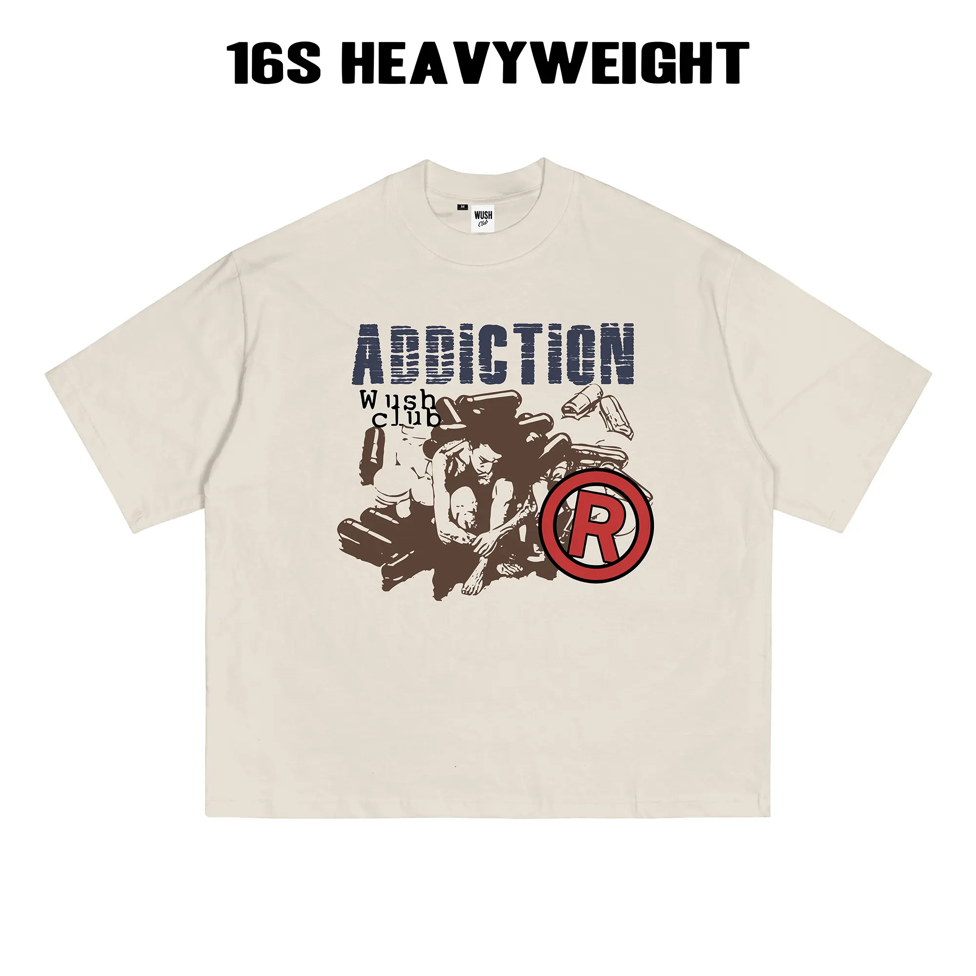 WUSH CLUB BOXY 16S HEAVYWEIGHT TEE BAJU KAOS DISTRO PRIA WANITA OVERSIZE COTTON COMBAD ICTI BEIGE