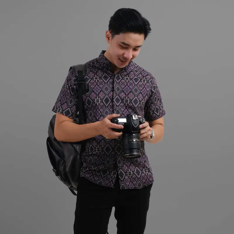 DGM Kemeja Batik Pria Lengan Pendek Batik Songket 005 A 0