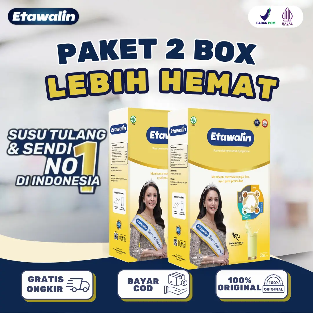 Etawalin ASLI ORIGINAL - Paket 2 Box Susu Kambing Etawa Bantu Atasi Asam Urat Nyeri Sendi & Rematik Mencegah Saraf Kejepit Halal Bahan Minuman Dairy Milk Bubuk