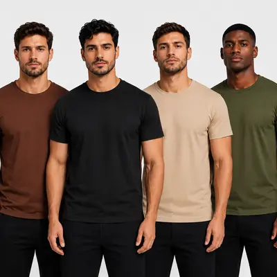 Kit 4 Camisetas 100% Algodão Masculino Algodão Malha Premium Básicas Confortável