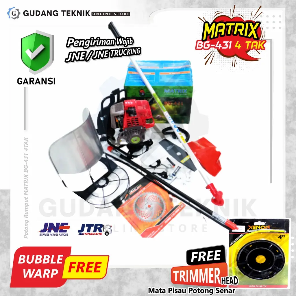 Mesin Potong Rumput 4Tak MATRIX BG 431- Brush Cutter BG431 4T / Mesin Pemotong Padi Paddy Reaper NOWIQA BG 431