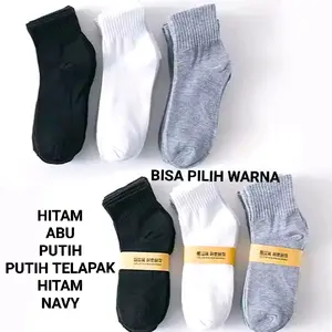 12 pasang kaos kaki pendek hitam/ putih polos/ abu/ navy/ pria/ wanita