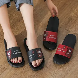 sandal slip on slop remaja dewasa motif bear / sandal slop impor karakter beruang / sendal remaja anak laki laki perempuan motif bear import