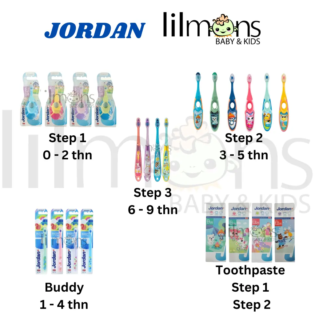JORDAN Toothbrush Step 1 2 3 | Jordan Buddy 1-4y 5-10y | Toothpaste Step 1 2 Sikat Gigi | Pasta Gigi