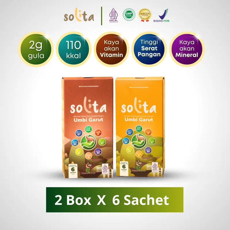 PAKET HEMAT SOLITA Minuman Serbuk untuk Asam Lambung Mengandung MUCOSAVE, Rasa Cokelat dan Rasa Thai Tea Bubuk Powder | 2 Box isi 6 Drink 2