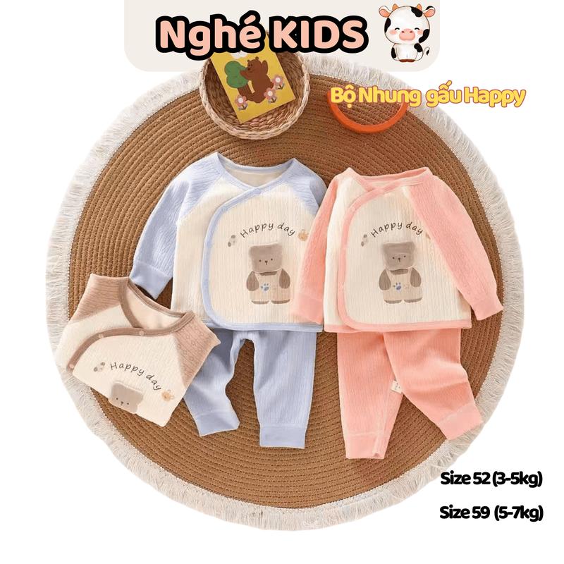  Bộ Nhung dày khuy chéo cho bé sơ sinh Lót nhung mềm cúc bấm Quần áo mùa đông cho bé trai bé gái Quảng Châu 