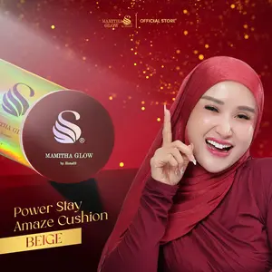 POWER STAY AMAZE CUSHION BY MAMITHAGLOW Kemasan Baru Shade Ivory & Beige Mencerahkan Wajah Menyamarkan Noda Hitam Finishing Glowing
