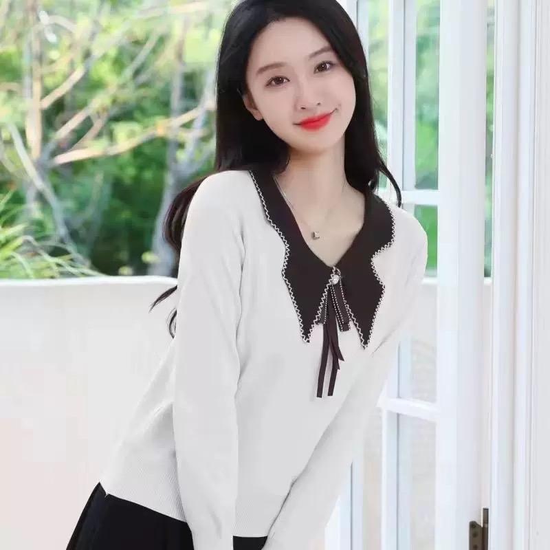 Blouse Rajut Wanita Kerah Lancip Bros Pita 4315 - Knitwear, Dewasa, Baju, Hitam, Panjang, Casual, Top, Cewek 5