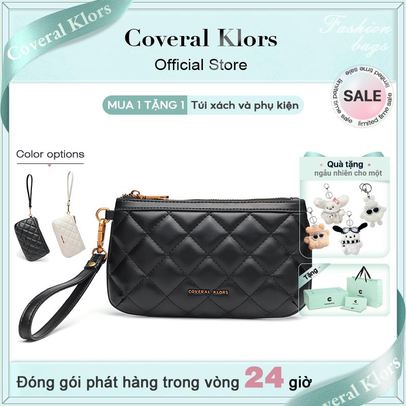 【MUA 1 TẶNG 1  Túi xách và phụ kiện COVERAL & KLORS - Túi xách da cao cấp phong cách cổ điển dành cho nữ, lưới hình lăng trụ, nhẹ và thời trang, dây kéo trang trí bền màu đồng cổ điển. Bag