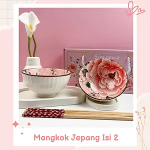Souvenir Mangkok set Jepang isi 2 pc Free Box (MOTIF RANDOM)