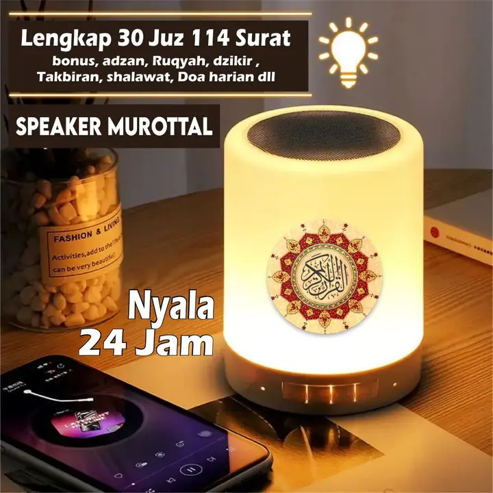 (ON 24 JAM) SPEAKER MUROTTAL AL QURAN 30 JUZ HIDUP 24 JAM NON STOP LAMPU LED LAMPU TIDUR