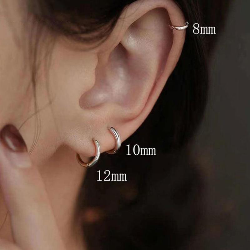 Product Introduction of Khuyên Tai Tròn Bằng Thép Không Gỉ, 2 Chiếc, Dành Cho Nam Và Nữ, Thiết Kế Tối Giản, Khuyên Tai Tròn Nhỏ W1T7 24