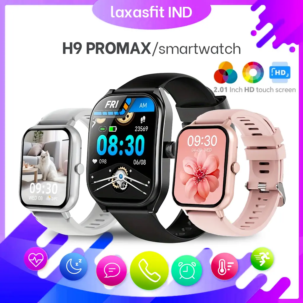 (BISA COD) Jam tangan smartwatch pria cewek,H9 Pro,smartwatch android ios,parlent active smartwatch,jam pria wanita Pelacakan Denyut Jantung, Gelang Pedometer Heart Rate, 2.01"Full Touch Screen