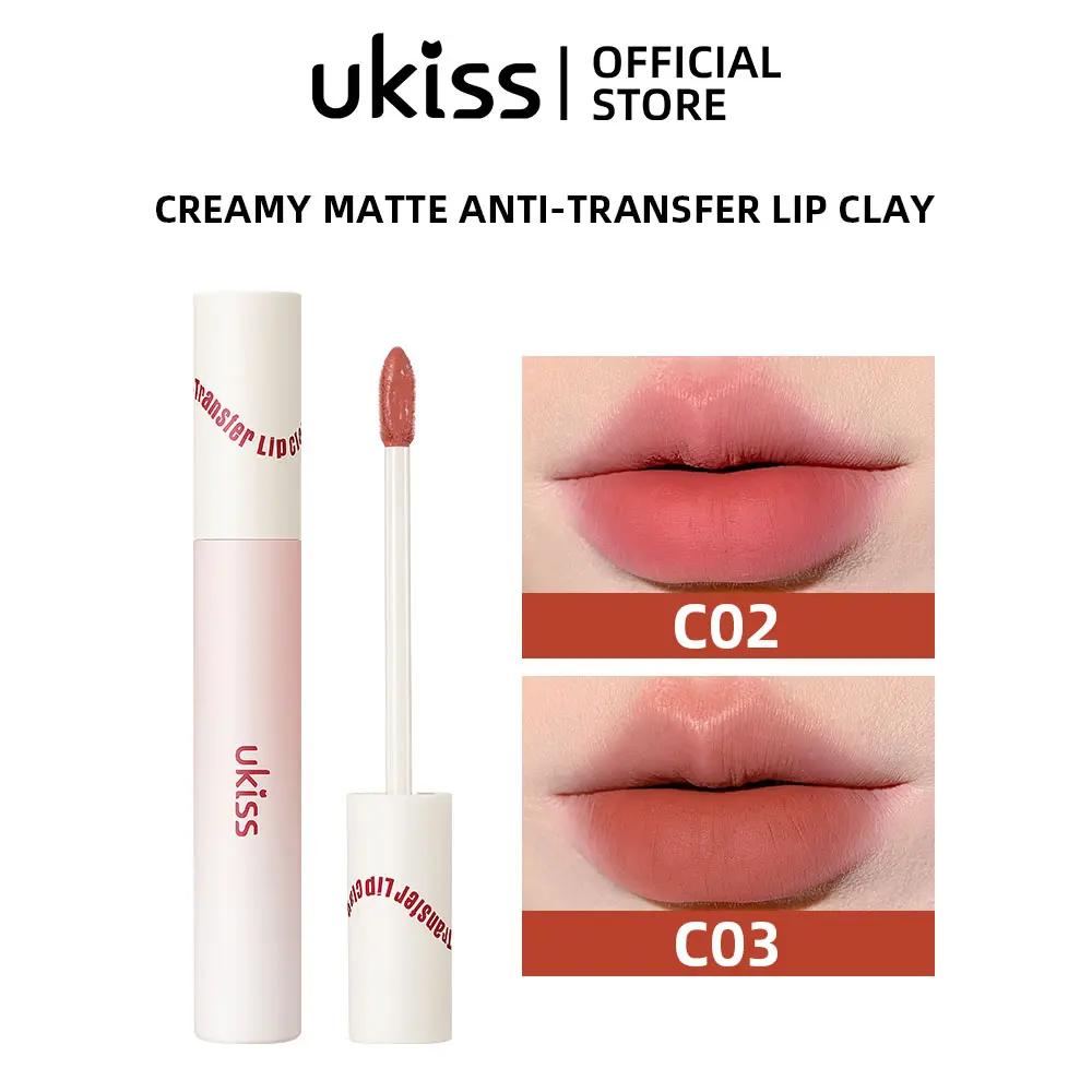 UKISS Lip Clay 3g Creamy to Matte Velvet Lip Mud Liquid Lipstick Hydrating High Pigmentation Lightweight Non-sticky after Film Formation (Color May Vary According to Different Lip base Colors & Skin Tones)