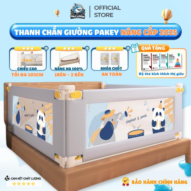   Ưu Đãi Sốc  Thanh Chắn Giường Pakey Nâng Hạ Dạng Trượt Dễ Dàng ,Thanh Chắn Giường Cho Bé Có Khóa Xoáy 2 Chiều Bọc Xốp An Toàn 