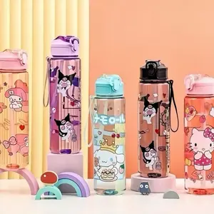 ￼Botol Minum Sanrio 900ML Bening Botol Air Anak Sanrio Sedotan Anti Bocor Premium BPA FREE | KURUMI MELODY CINAMOROL