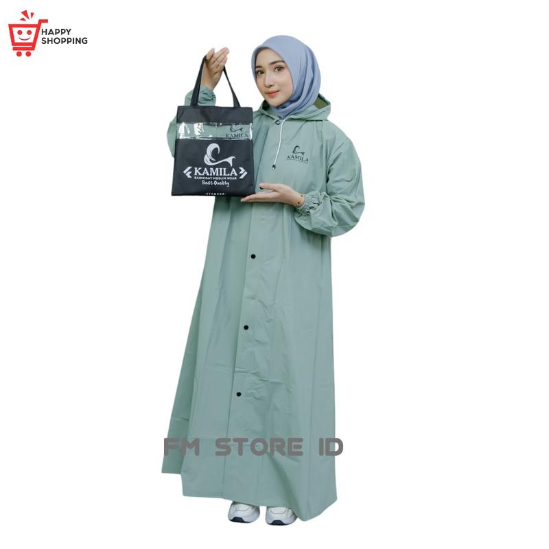 Product Introduction of (KAMILA) jas hujan gamis muslimah bahan pvc 0,25 anti rembes best quality pink 17