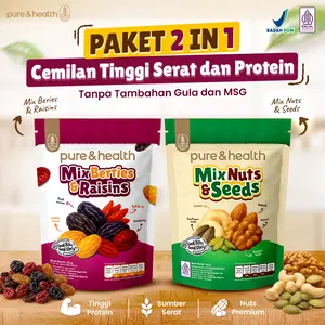 [PROMO 2 IN 1] Mix Nut and Seed & Mix Berry and Raisin 125 gram Pure and Health Cemilan Anak Buah Kacang