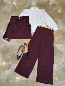 Mikayla Set 3 in 1 Semi Woll Premium Include inner vest dan celana Setelan Wanita Motif Laser