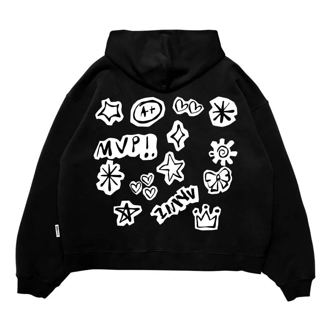 ZENWAVE - Hoodie Boxy Oversize Premium Unisex Bahan Fleece 300gsm Tebal Adem Nyaman Basic Love Star
