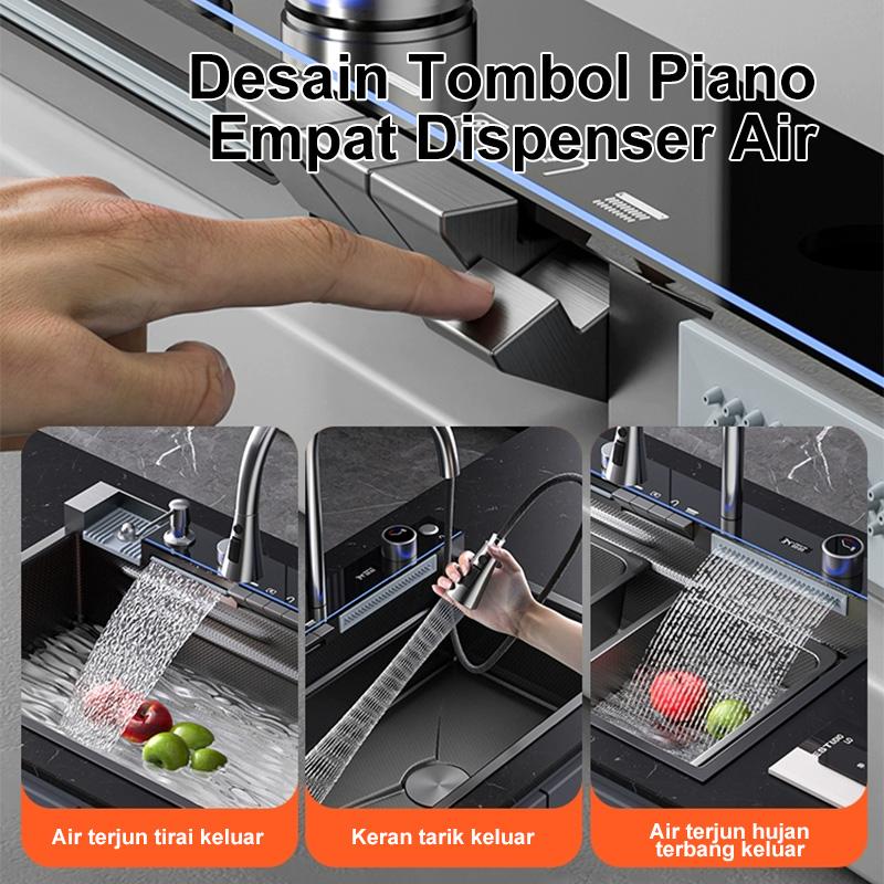 RACK SUS 304 Stainless Steel Kitchen Sink Modern 3.0mm Bak Cuci Piring Hitam Cuci Piring Ketebalan-A