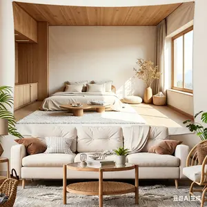Kain Gantung Digital Latar Siaran Gaya Tionghoa Baru, Desain Interior Minimalis & Elegan, Hiasan Dinding untuk Host Siaran & Pemotretan Busana