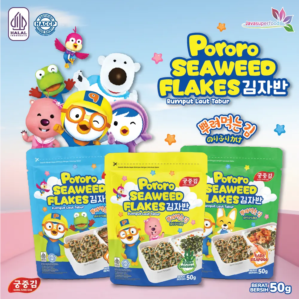 (HALAL) PORORO SEAWEED FLAKES 1PCS / RUMPUT LAUT KERING TABUR / DRIED SEAWEED FLAKES / RUMPUT LAUT TABUR 50G