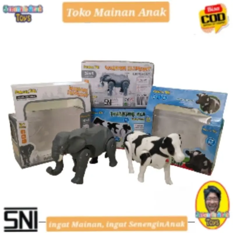 Mainan Robot hewan Sapi |  hewan Gajah suara asli dan musik