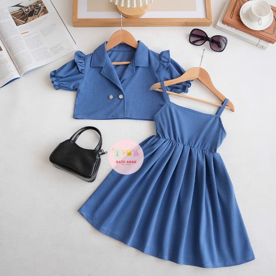 Baju Anak Perempuan - Dress Anak Perempuan Kayna 2 In 1 Terbaru / Fashion Dress Anak Perempuan & Outer Terlaris