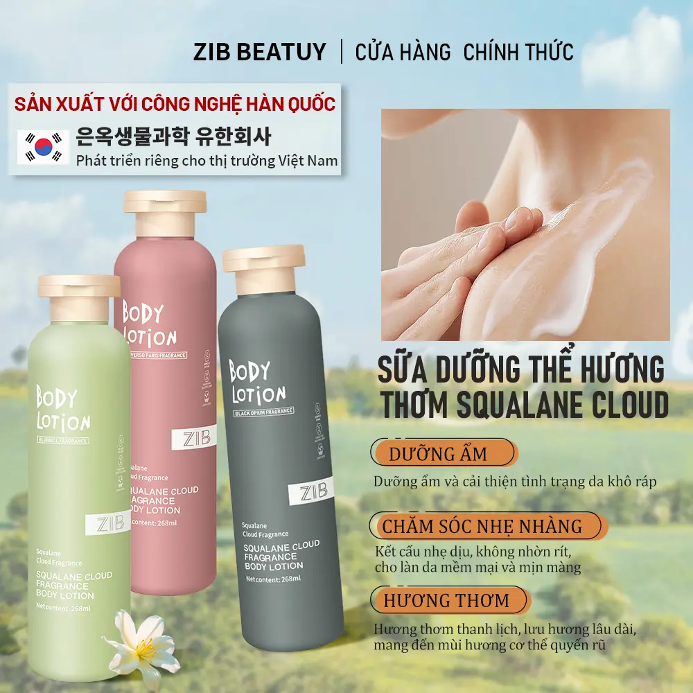 Sữa dưỡng thể hương thơm ZIB 3 mùi hương độc quyền dưỡng ẩm lâu trôi hương thơm lưu lại lâu ngăn ngừa da khô không nhờn Dễ hấp thụ phù hợp với mọi loại da unisex thay thế nước hoa cao cấp