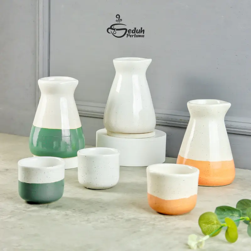 SEDUH PERTAMA SERVER SET - GELAS SERVER V60 & MINI MUG | MUG KERAMIK KAFE KOPI V60 DECANTER JUG MINIMALIS 1