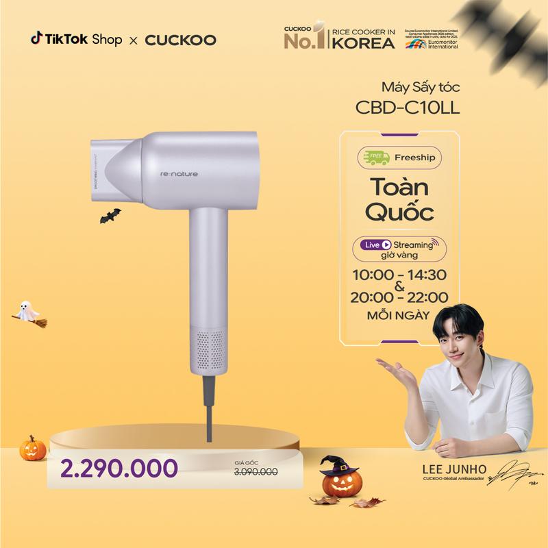 Máy sấy tóc ion âm CUCKOO CBD-C10LL- động cơ BLDC- công suất 1600W- 3 cấp độ gió- 5 cấp độ nhiệt - chăm sóc tóc mỗi ngày