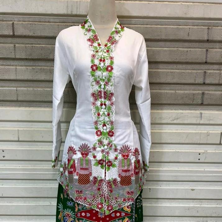 Atasan kebaya encim bordir motif ondel - ondel // kebaya encim bordir. 2
