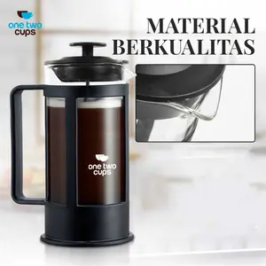 One Two Cups French Press Plunger Coffee Maker Pot - FN35 Alat Kaca Kopi Stainless Steel