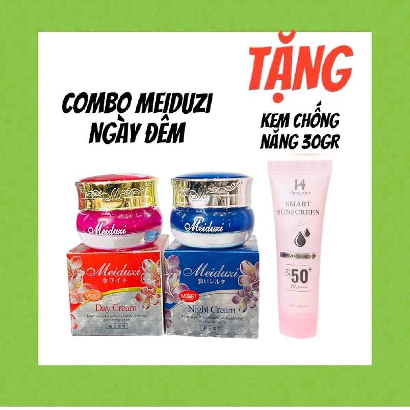 COMBO KEM FACE MEIDUZI NGÀY VÀ ĐÊM TẶNG 1 CHỐNG NẮNG HANACOM ( 30GR)