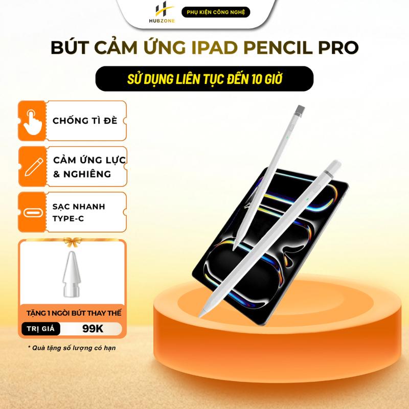 Bút Cảm Ứng iPad Bluetooth Sạc Type-C Tương Thích iPad 2018–2025 AP01 Tặng Kèm Ngòi