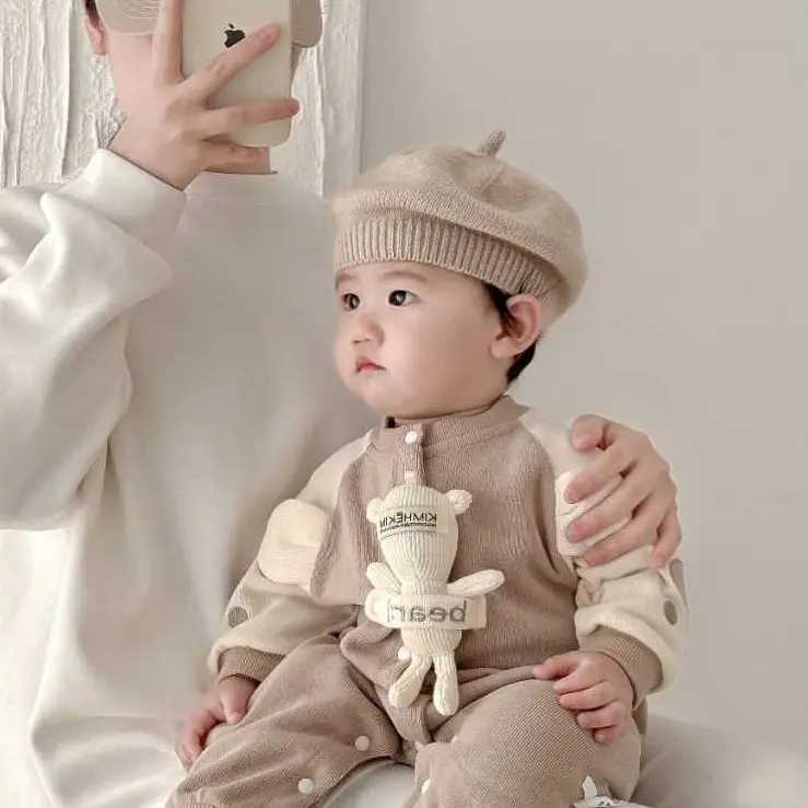 Babylovanta Jumper Katun Bayi Laki Laki Dan Perempuan Lengan Panjang Motif Ear Bear Usia 3-18 Bulan 0
