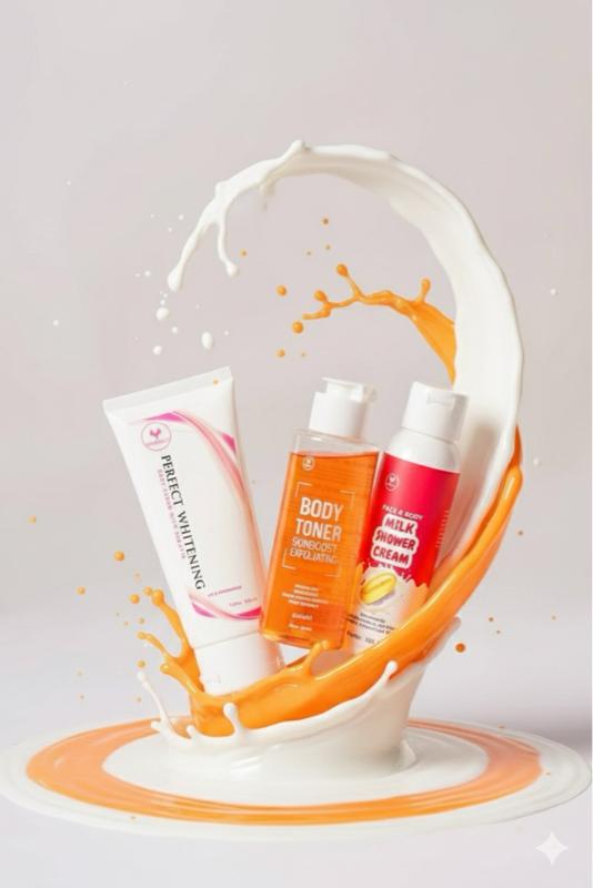 yuanbeauty paket lengkap hemat BODY TONER, MILK SHOWER CREAM , BODY SERUM WITH ARBUTIN