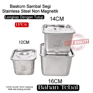 Golden Horse Food Box Container Wadah Makanan Stainless Steel Non Magnetik Lengkap Tutup Tempat Cabe Kecap Minyak Bawang Buah Sayur Dapur